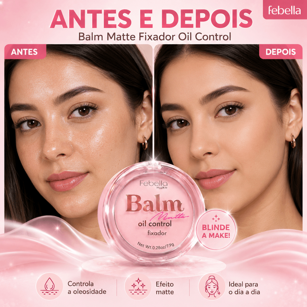 Balm Matte Febella Oil Control Fixador de Maquiagem Controle de Oleosidade