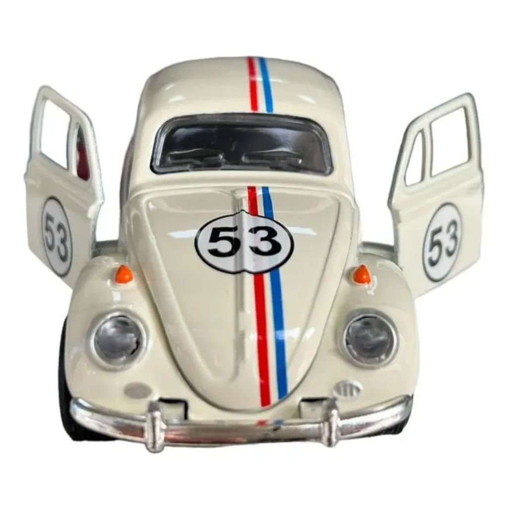 Carrinho de Ferro Fusca Clássico Herbie 53 Miniatura Colecionável Escala 1:32 Com Portas Abertura