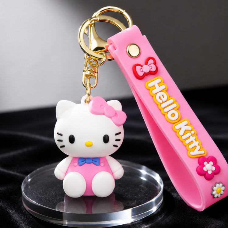 Chaveiro Hello Kitty 3D Silicone Colorido Kawaii Chaveiro Boneca Hello Kitty Bolsa Mochila