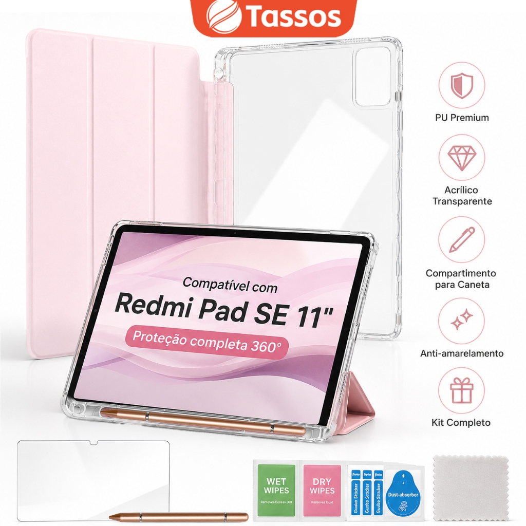 TASSOS Capa Protetora para Redmi Pad SE 11 Polegadas Sono Automático com Slot Interno para Caneta Stylus
