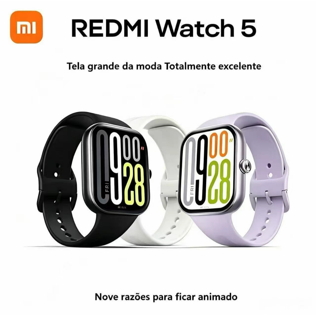 Relógio Inteligente Xiaomi Redmi Watch 5 Tela AMOLED 2.07" Bateria 24 Dias GPS 5ATM
