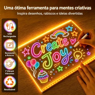 Brinquedos De Menino Menina Luminária Led Escrever Abajur 3D 30x20 Quadro De Notas Tela P…