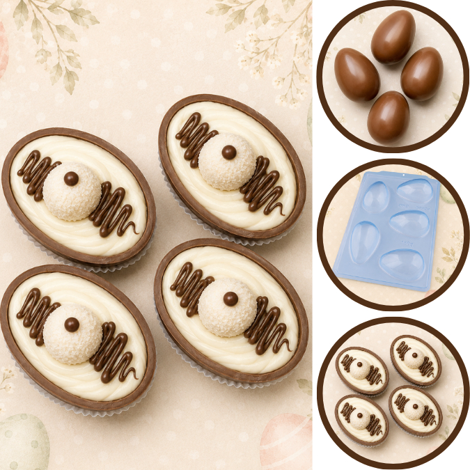 1~4 Forma BWB Com Silicone Semiprofissional, Doces Finos Chocolates Cód. 3616 SP Ovo Liso 150g (CHOCO)