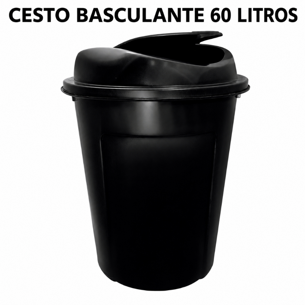 Cesto Basculante 60 Litros Versátil Casa Cozinha Banheiro Lixeira Roupas Brinquedos