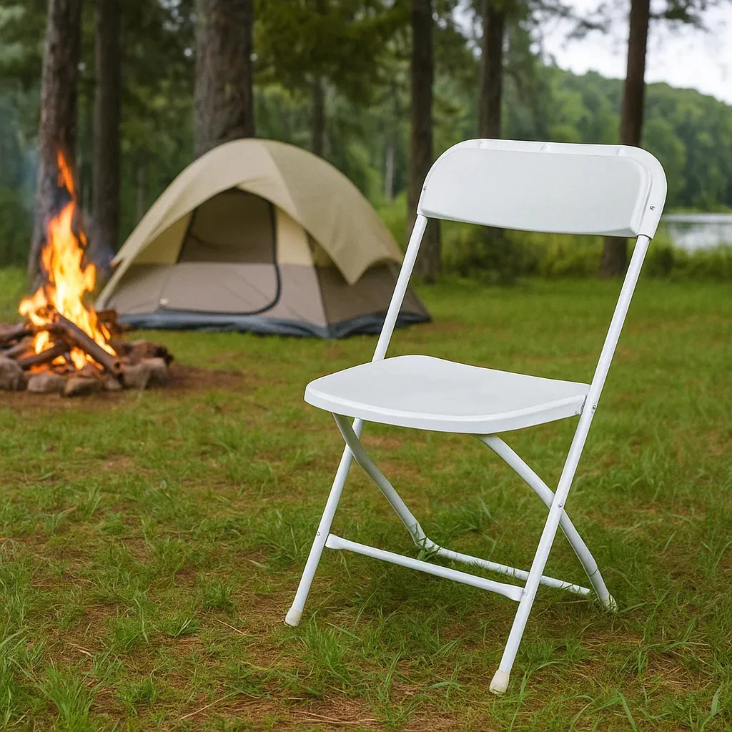 Cadeira Dobrável Reforçada Nautika Robust Branco Suporta até 150kg Camping e Lazer