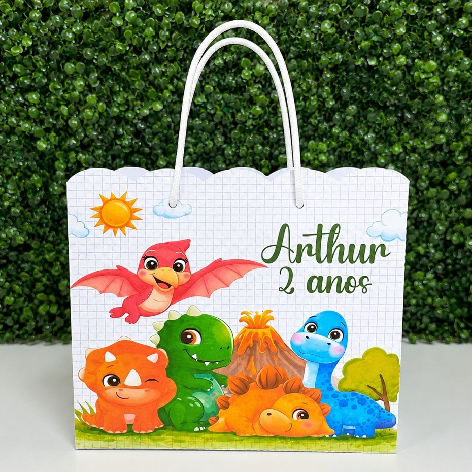 Sacolinha Personalizada Festa Dinossauro Baby Aniversário Infantil Lembrancinha Surpresa