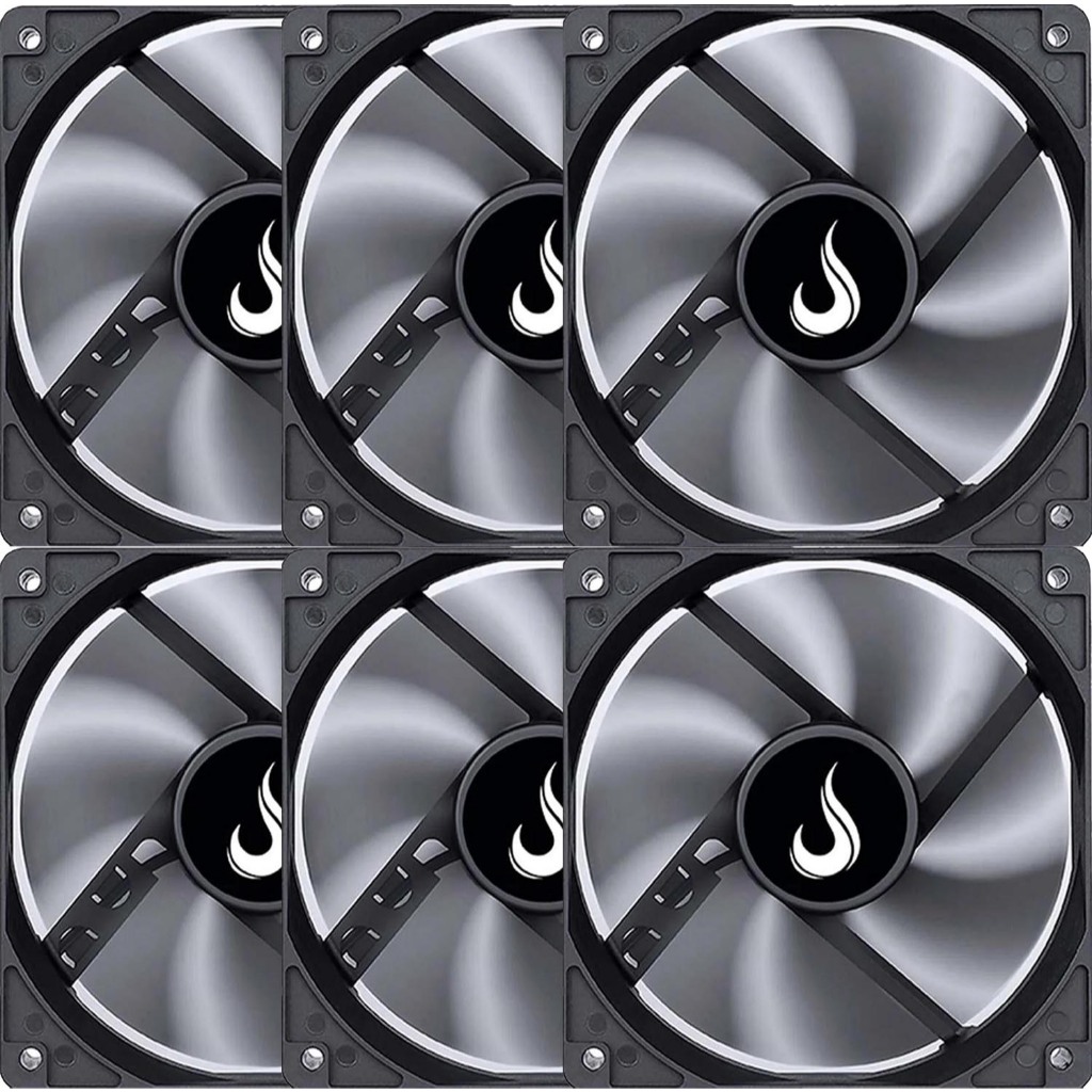 Kit 6 Cooler Fan 12cm 120mm Gabinete Gamer Pc S/ Led Rise Mode
