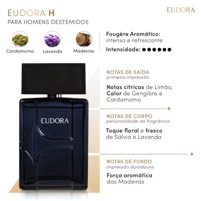 Eudora H Desodorante Colônia 100ml - Perfume masculino Eudora