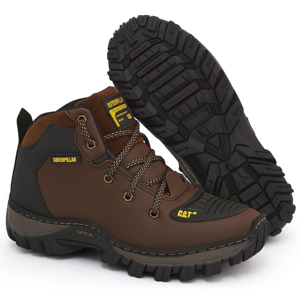 Bota Masculina Reforçada Couro Tratorado Robusta Adventure Para Usar Na Moto Trilha Ou Aventura