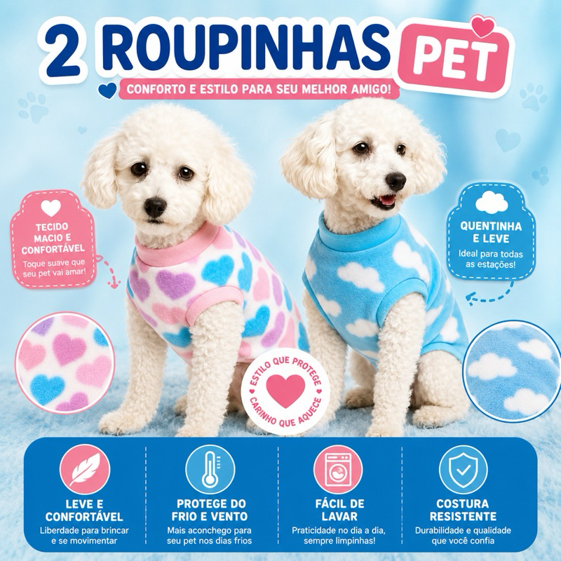 SUPER OFERTA - Kit pet: 2 Roupinhas de Pet - roupa Pet - inverno - roupinha fofa. Roupa para cachorro