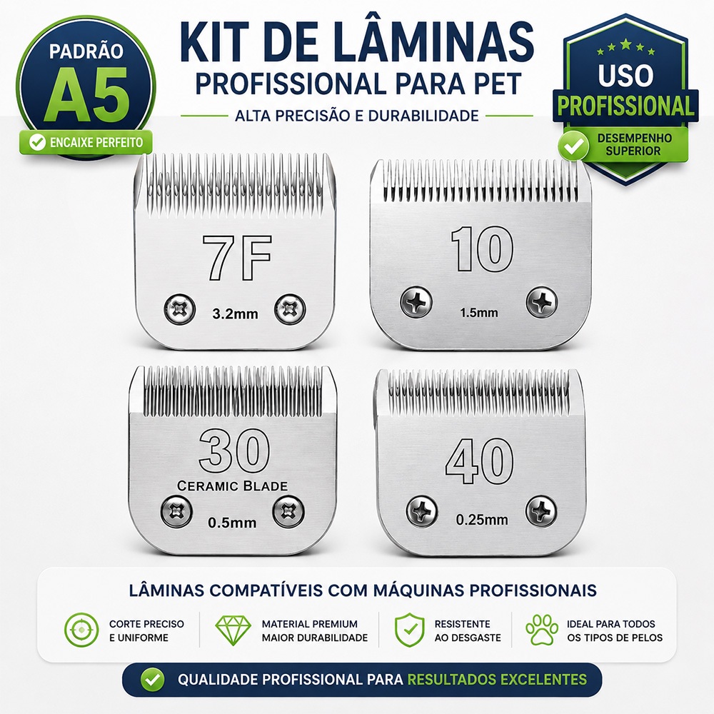 Lâmina De Tosa Pet Profissional Padrão A5 Compatível Andis Agc Oster Wahl