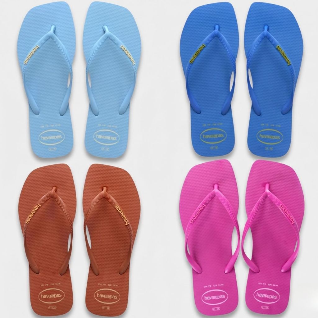Chinelo Havaianas Slim Square Logo Pop Up Feminino