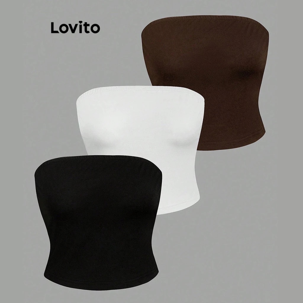 Lovito Blusa Boho sem Alça Moda Casual Feminina TKB83ED280