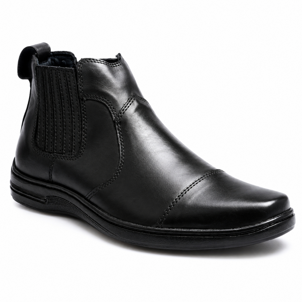 Bota Social Masculina Botina Country Confort Couro Legítimo Coturno Ortopédico Antiestresse