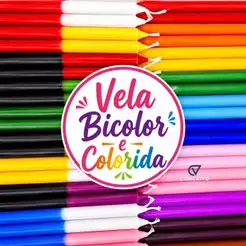 Kit 30 Vela Palito Bicolores e Coloridas 16 Cm - Número 03