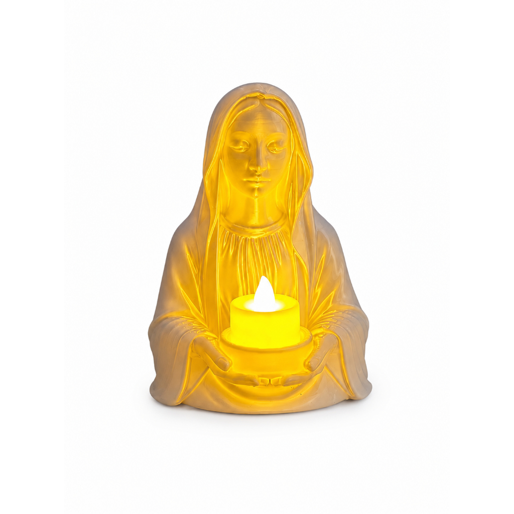 Abajur Nossa Senhora com Vela, Fátima, Luz Candeias, Decoração, Católico Imagem religiosa, Virgem Maria, Luminária