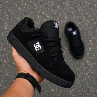Tenis casual masculino e feminino skatista preto e branco