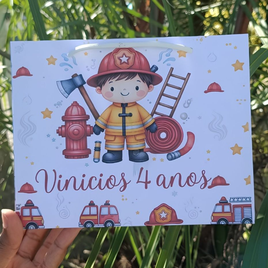 sacolinha personalizada bombeiros,sacolinha aniversário bombeiro sacolinha festa,lembrancinha,aniversário