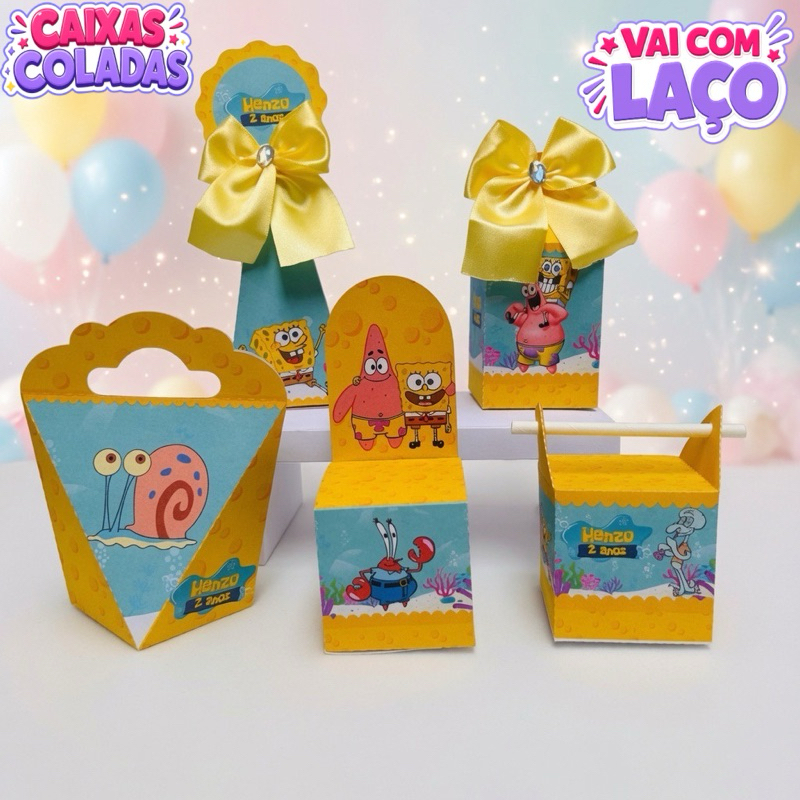 Kit Caixas Bob Esponja Personalizados/Lembrancinha de Festa/Aniversário/Lembrancinha Festa Infantil