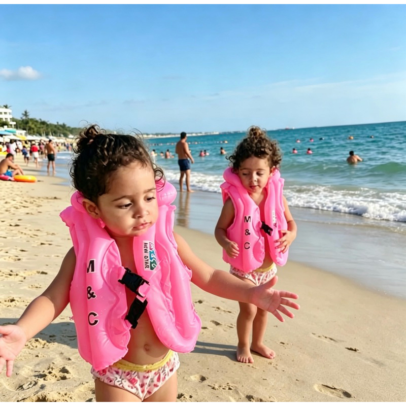 Colete infantil , com flutuabilidade ajustável para garantir conforto e proteção na água.