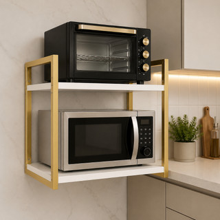 Suporte de Microondas 60cm Forno Air Fryer Nicho Organizador cozinha Prateleira Mdf Casa …