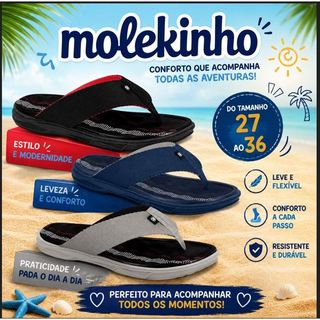 Chinelo Infantil Molekinho Social de dedo menino Dia a dia Praia 2402750