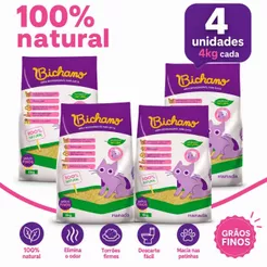 Kit 04 Unidades Areia Biodegradável Bichano Para Gatos Grãos Finos 16kg Manada Milho e Mandioca Gato