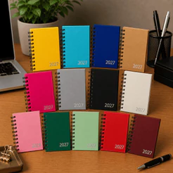 Mini Agenda Diária 2027 Anual Espiral Pequena Comercial Wire-o Varias Cores Femininas Masculinas