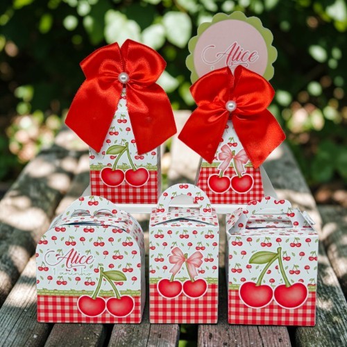 Kit Festa Cerejinha Personalizado Pegue e Monte Lembrancinhas Infantil Caixinhas Personalizadas