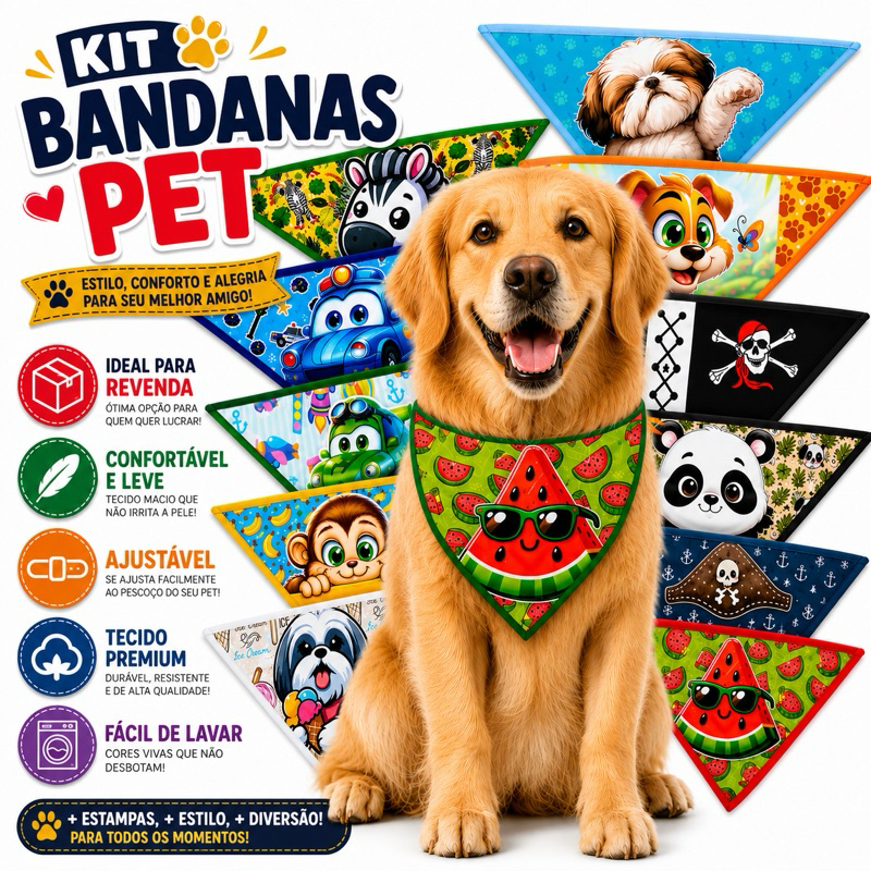 Bandana Pet Personalizada Macho | Bandanas Para Cachorro | Pet Shop, Revendedores e Banho e Tosa