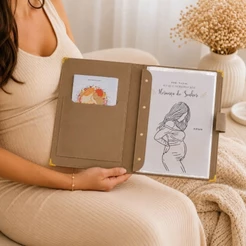 Pasta Gestante Personalizada Organizador Pré Natal com Divisórias Documentos Gravidez Elegante Completa