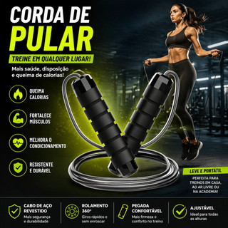 Corda De Pular Crossfit Profissional 3M -Para Fitness