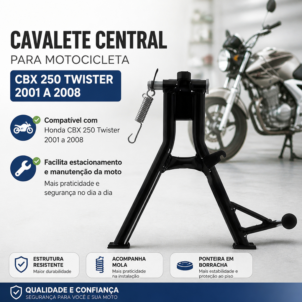 Cavalete Central Cbx 250 Twister 2001 A 2008 Com Pino E Mola