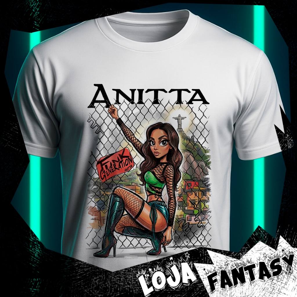 Camiseta Anitta - Funk Generetion - 100%Poliéster - Cartoon Collection