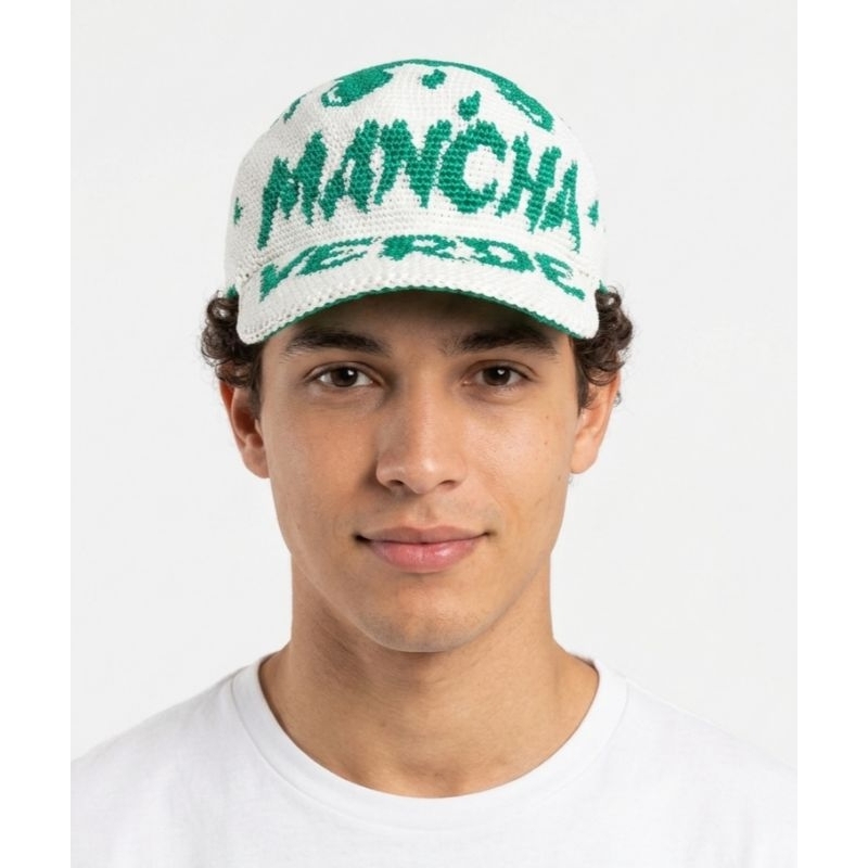 boné de crochê palmeiras mancha verde