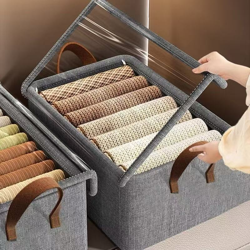 Caixas Organizadoras Dobrável com Tampa Transparente – Multiuso Oxford Reforçado Resistente E Ecológico