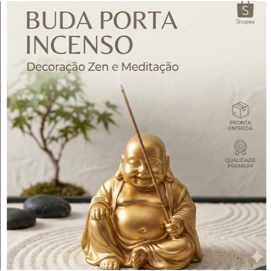 Imagem Buda Porta Incenso Estátua Decoração Zen Premium - Envio Imediato