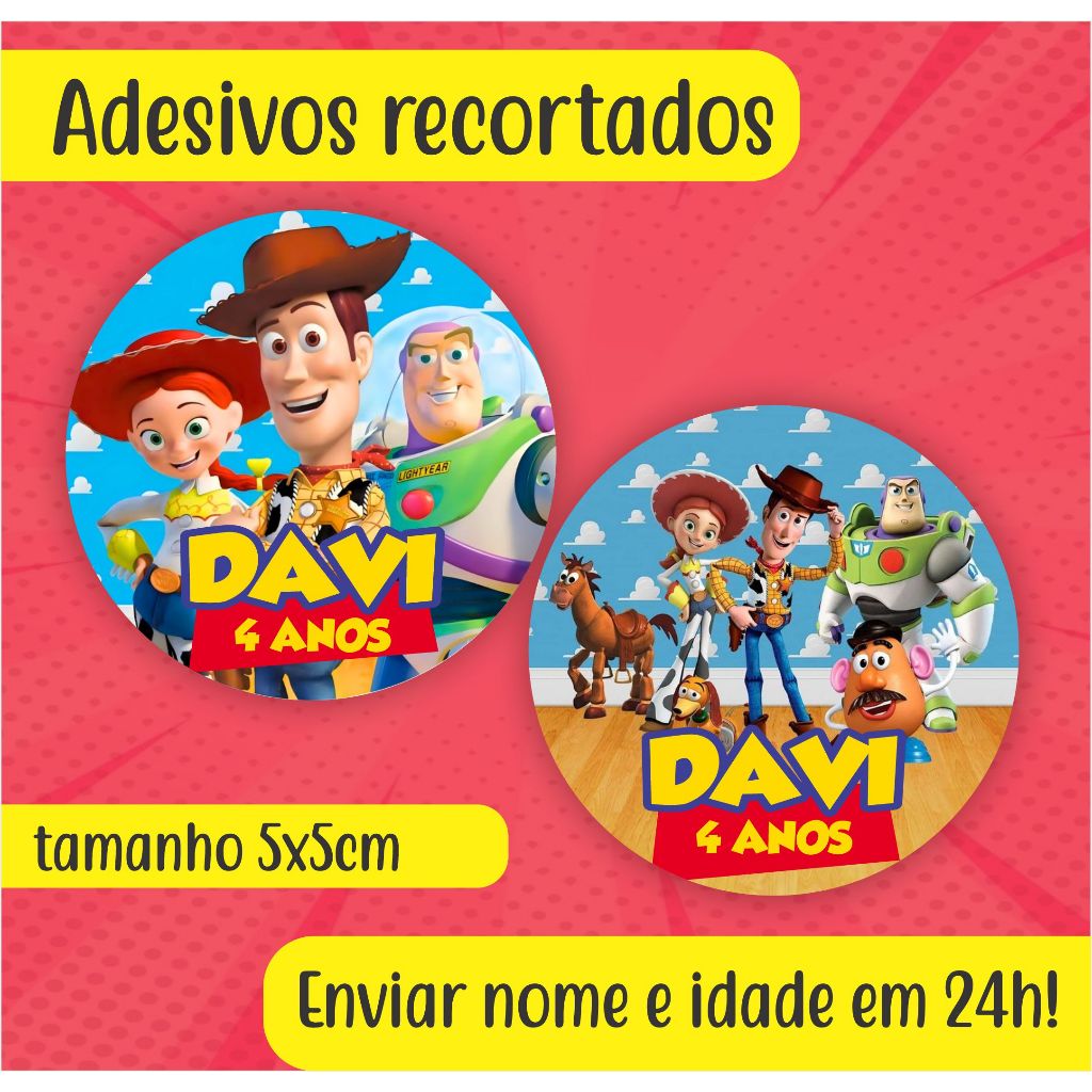 Adesivo redondo 5x5cm Toy Story Personalizado - Festa Infantil, lembrancinha, aniversário, festa
