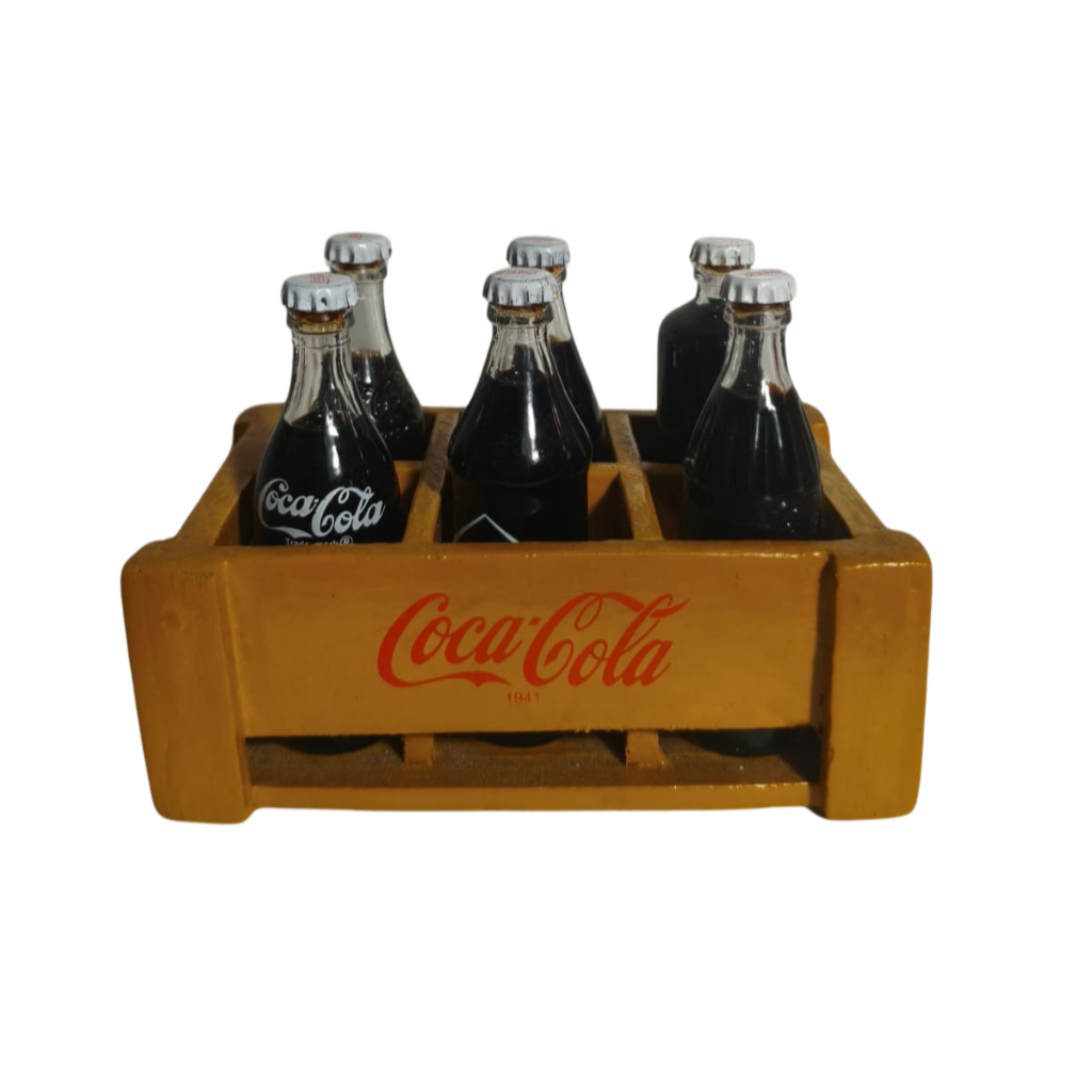 Coleção Mini Garrafinhas Coca-Cola Série Histórica + Engradado Madeira. Leia a descrição.