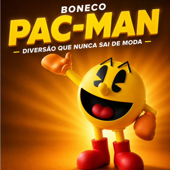Estátua Pac-Man Com Botas E Luvas Decorativa Gamer Setup Cultura Pop Nostalgia Impressão 3D Luxo