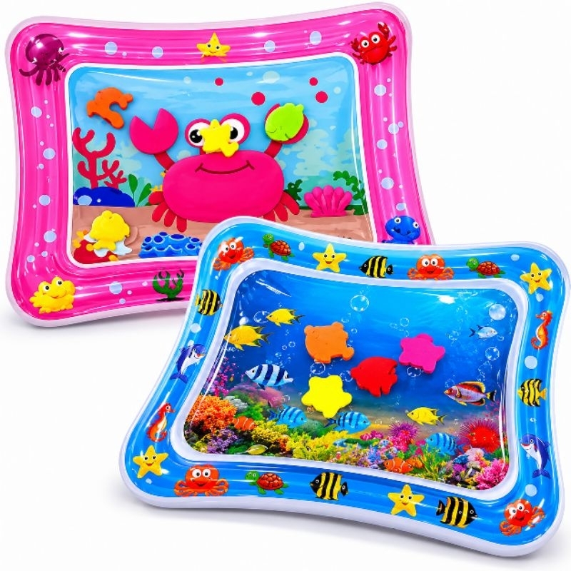 Tapete Inflável de Água para Bebês | Brinquedo Sensorial Educativo com Peixinhos Flutuantes