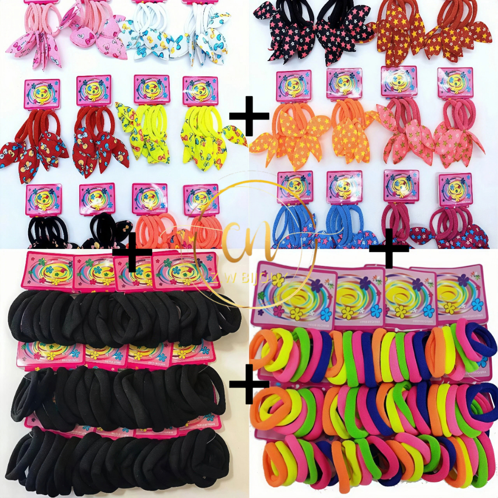 4 Pacotes - 48pcs Rabicó Meia Coelho + 48pcs Rabicó Meia Coelho + 72pcs Preto + 72pcs Coloridos