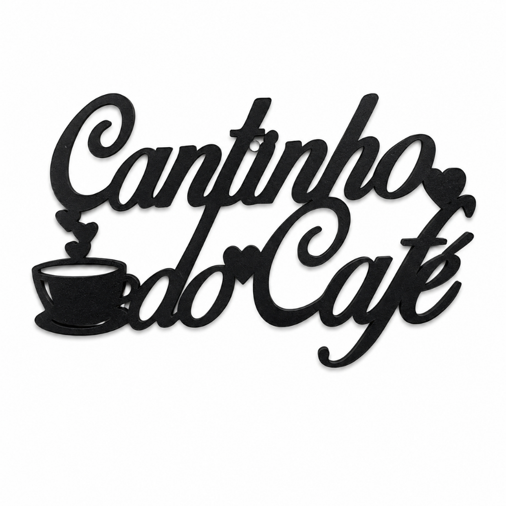 Placa Decorativa Cantinho do Café Preta – Decoração Moderna para Cozinha e Área Gourmet
