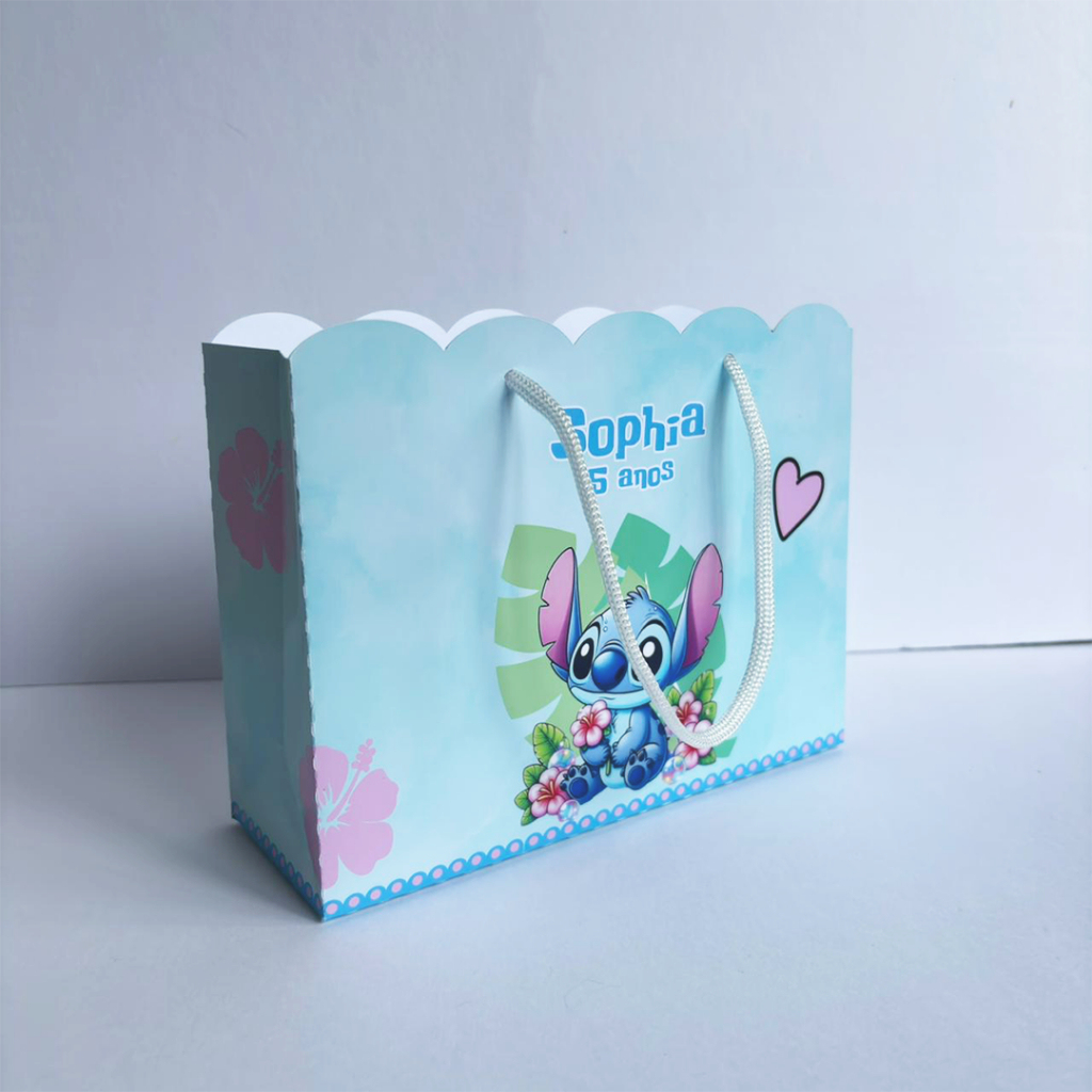 10 Sacolinhas Personalizada Stitch Infantil | Sacola Surpresa para Lembrancinhas