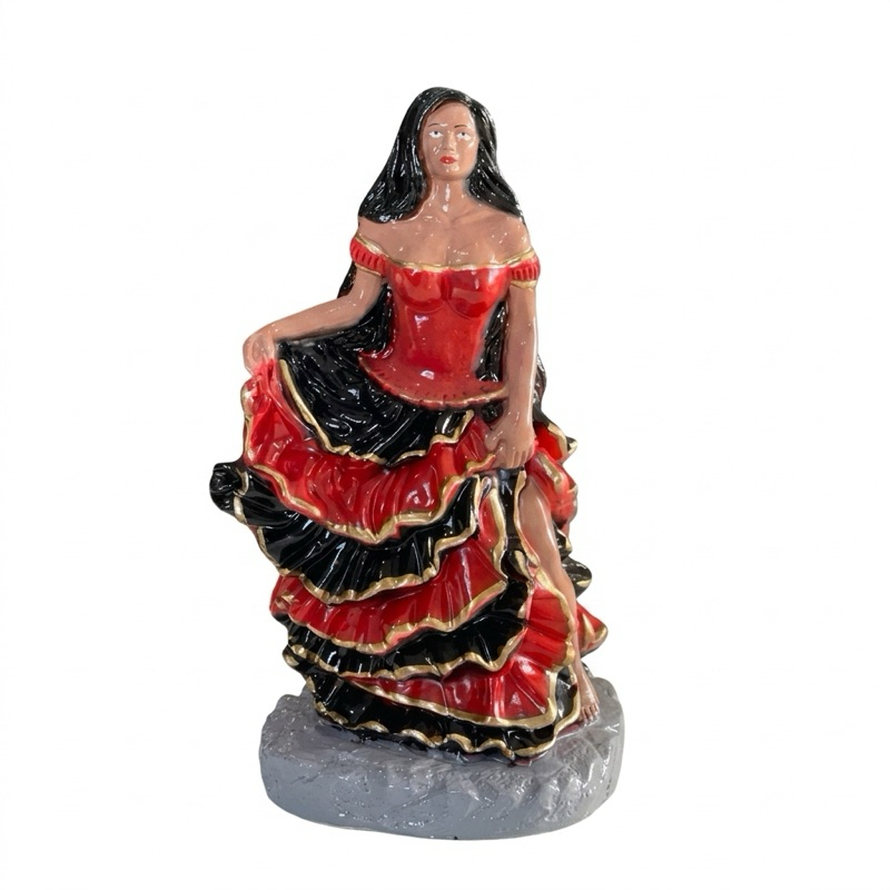 Imagem pomba gira sete saia 24cm | Imagem cigana para batismo em gesso