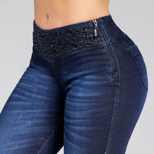 Calça Feminina Pit Bull Jeans Original Detalhe Anéis no Cós Cintura Alta com Bojo