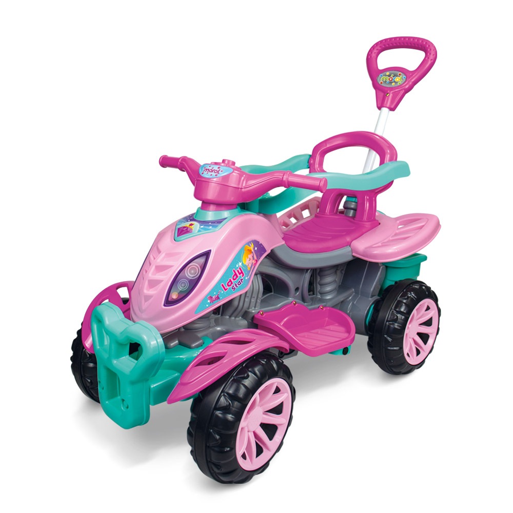 Quadriciclo Infantil Maral Lady Star 2 Em 1 Passeio Pedal Com Haste Guia Até 30kg
