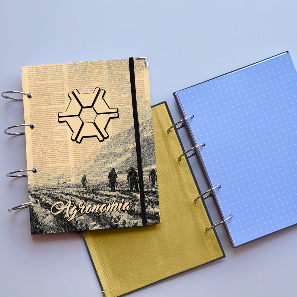 Caderno Argolado Agronomia Vintage (Capa e Argolas) Universitário Colegial A5 Fichário