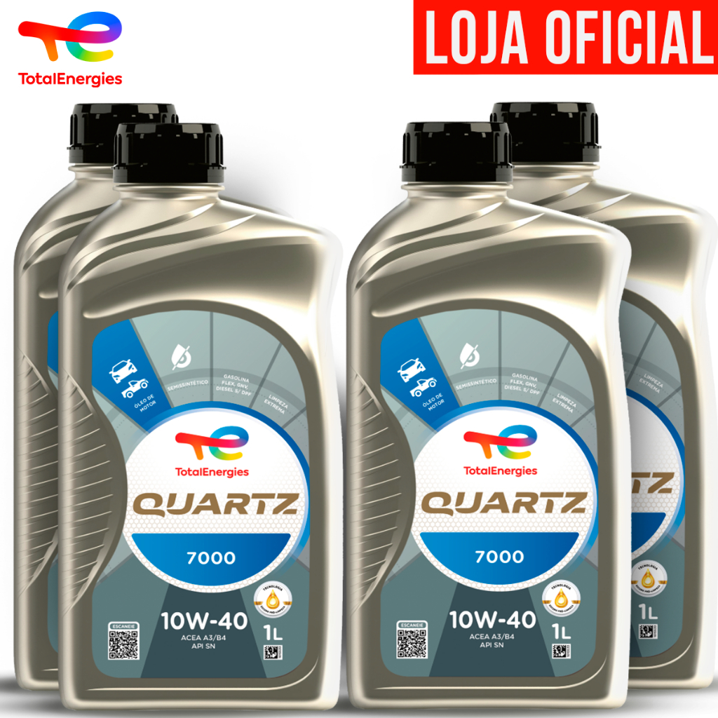 Kit 4 Óleos Semi Sintético 10W-40 Quartz 7000 ACEA A3/B4 e API SN TotalEnergies