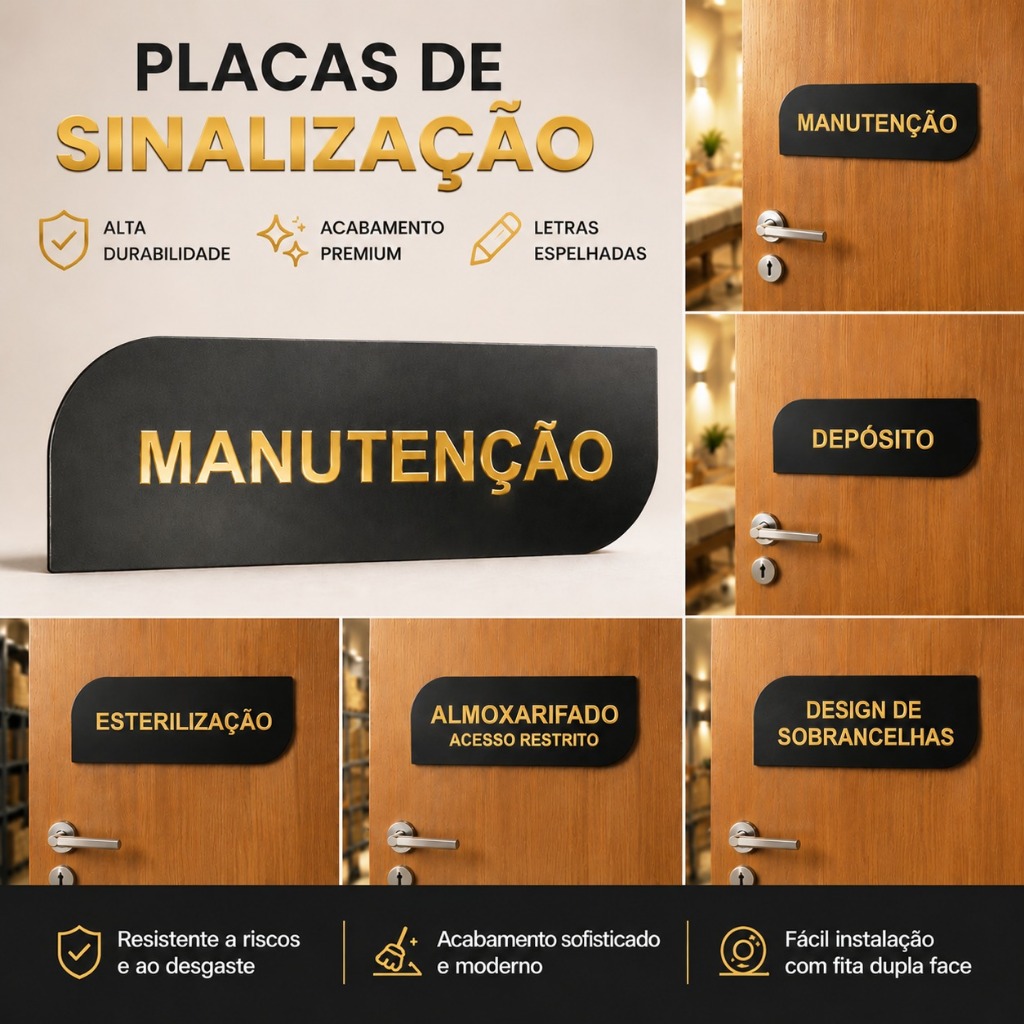 Placa Sinalização Porta Salão Escritorio Labaratorio Clinicas Lojas Hotel Em Acrílico e Mdf